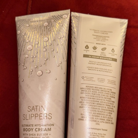 BBW 2pc Body Cream Satin Slippers - Picture 2 of 2